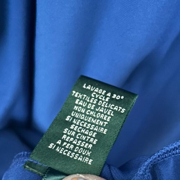 Lauren Ralph Lauren Faux Wrap Midi Dress Women's Size 14W V-Neck Sapphire Blue - Picture 7 of 7